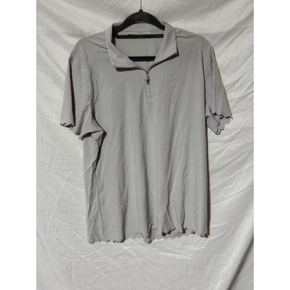 Women's Gn Gray Short Sleeve Polo Shirt Size L